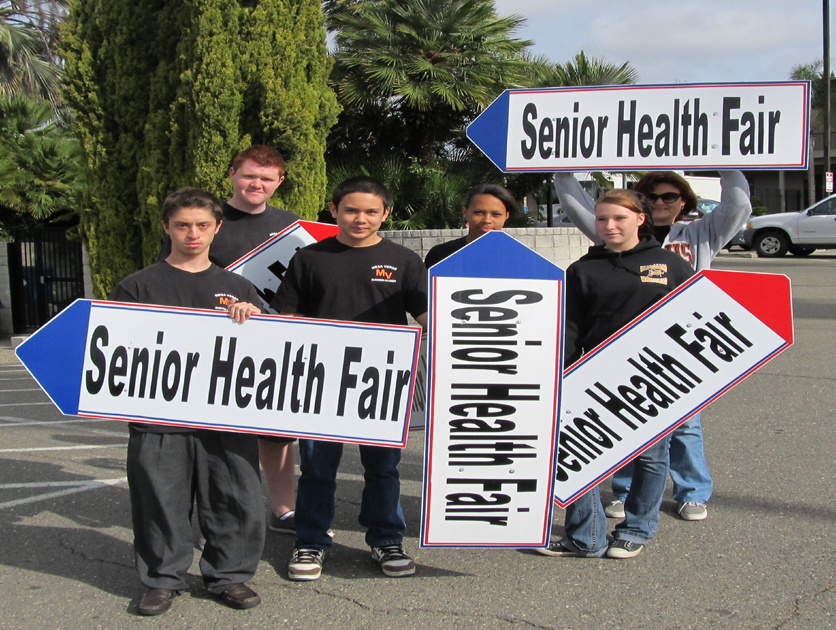 Mesa High School students with signs